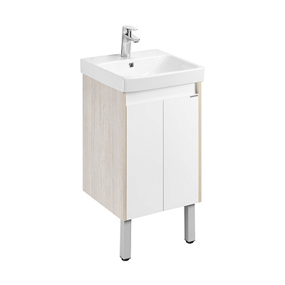 Тумба под раковину AQUATON Сканди Doors 45 белый глянец/дуб верона 1A278701SDB20