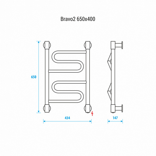 Полотенцесушитель электрический Energy Bravo2 650x400 EETRBRAVO2654000000