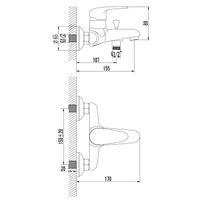 Смеситель для ванны Lemark Pramen LM3302C