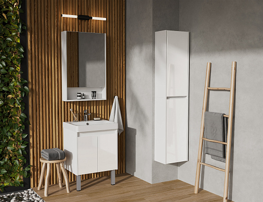 Тумба с раковиной AQUATON Сканди Doors 55 белый глянец/белый матовый 1A278801SD010