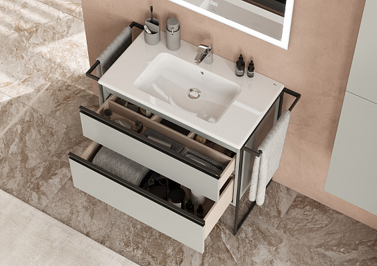 Тумба под раковину Roca Domi 80 2 ящика серый матовый ZRU9307874