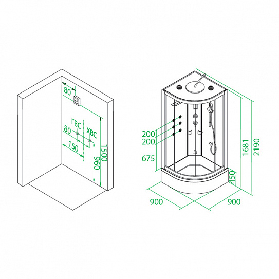Гидромассажная кабина Iddis Sicily 90*90*219 S21R099i85