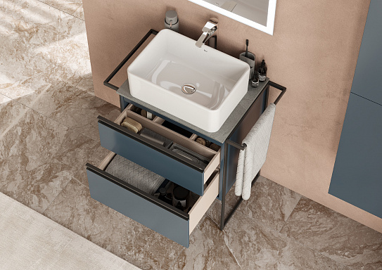 Тумба под раковину Roca Domi 60 2 ящика синий матовый ZRU9307867