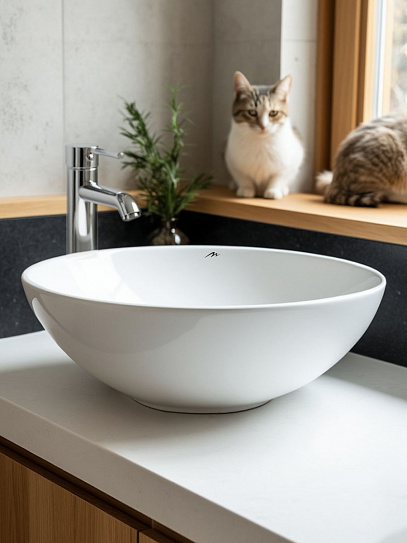 Раковина накладная 40 см круглая MONTEREY ZT-8022D (40х40) фарфор