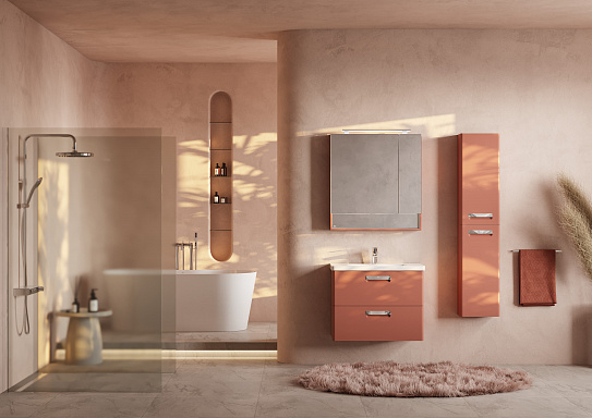 Тумба под раковину Roca The Gap Original 80, 2 ящика, терракота, ZRU9307839