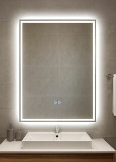 Зеркало с подсветкой 60х80 с термообогревом Caiman Solo Eco