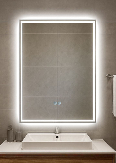 Зеркало с подсветкой 60х80 с термообогревом Caiman Solo Eco