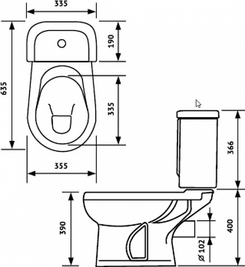 Унитаз-компакт Оскольская керамика Ирида-Антивсплеск Стандарт