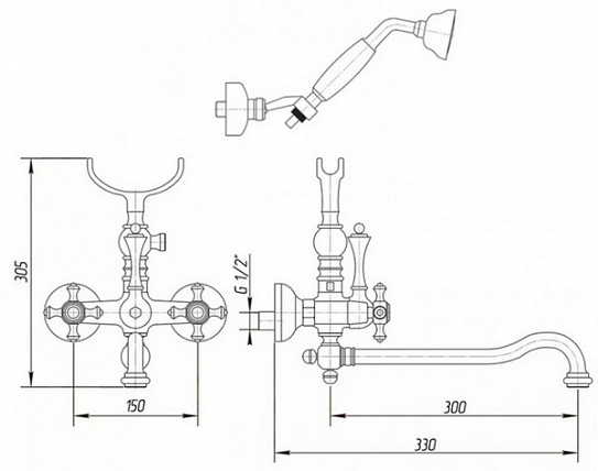 Смеситель для ванны Migliore Prestige поворотный