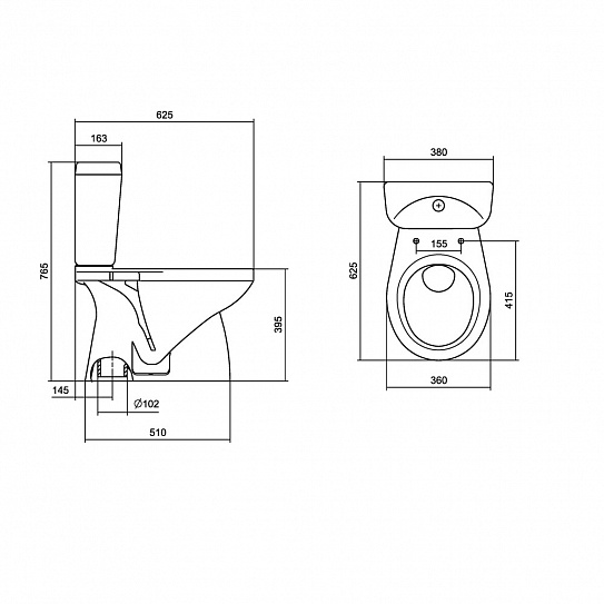 Чаша унитаза с вертикальным выпуском Santek Анимо 1WH110396