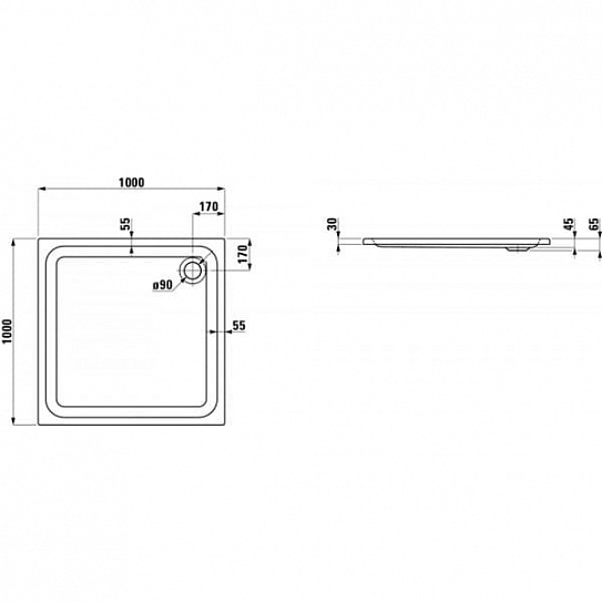 Поддон душевой 100х100 квадратный Laufen Solutions 2115030000001 белый
