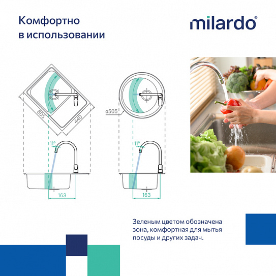 Смеситель для кухни Milardo Rora RORBL0JM05, черный матовый