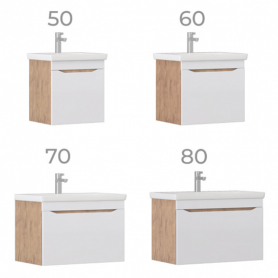 Тумба подвесная с раковиной Vigo Grani 500-0-1 028 дуб золотой