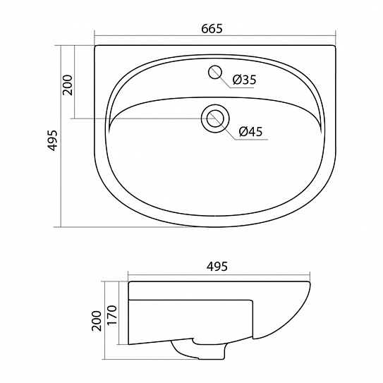 Раковина Santek Стелла 65 1WH110174