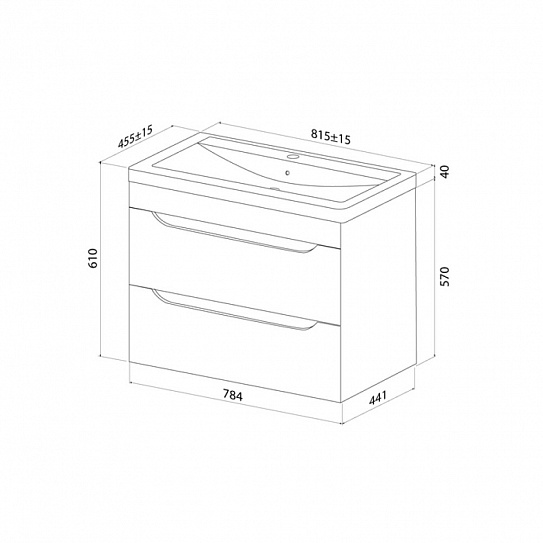 Тумба с умывальником, подвесная, 80 см, белый, Iddis Ray, RAY80W0i95K подходит умыв. 4078000i28