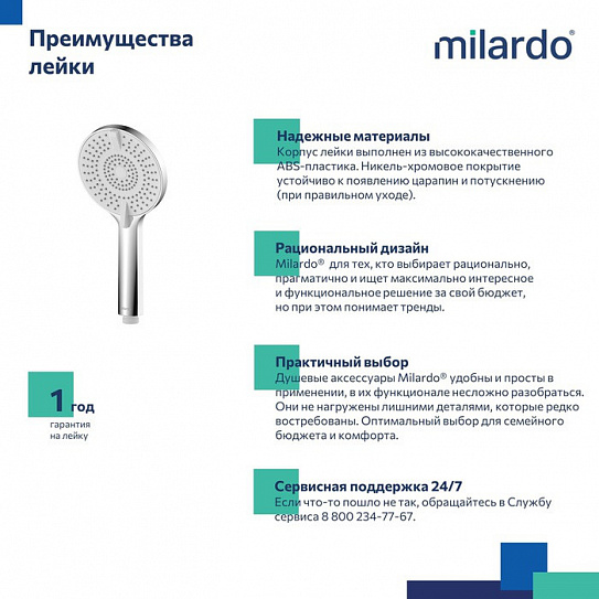 Лейка для душа Milardo Rora ROR4FCRM18