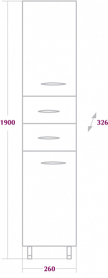 Шкаф пенал в ванную 26 см Onika Модерн 26 см с одним ящиком 402605