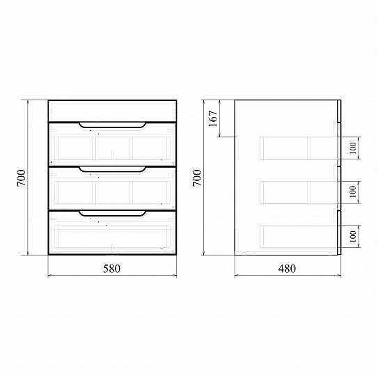 Тумба напольная с раковиной MIRSANT Soho Quadro 60  (раковина Deep-60)