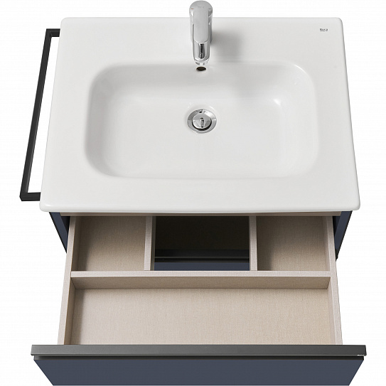 Тумба под раковину Roca Domi 60 2 ящика синий матовый ZRU9307867