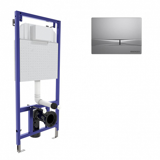 Инсталляция для скрытого монтажа унитаза Berges Novum кнопка F2 матовый хром 040252