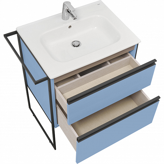 Тумба под раковину Roca Domi 60 2 ящика небесный синий матовый ZRU9307870
