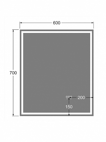 Зеркало 60х70 Аврора Monterey c подсветкой, термообогревом, часами и сенсором на взмах