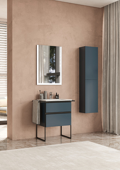 Тумба с раковиной Roca Domi 60 2 ящика ZRU9307867, синий матовый