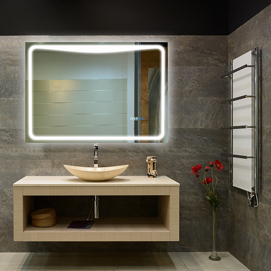 Зеркало в ванную 100х70 с подсветкой и термообогревом Monterey Алиса