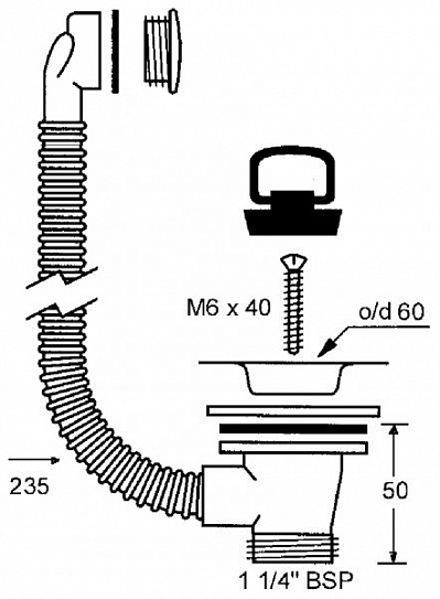 Слив и боковой перелив 1 1/4 OF1-60