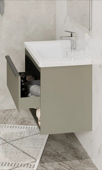 Тумба с раковиной AQUATON Хоуп 80 Хаки 1A287301HP9D0 (раковина Миранда 80, 146527)