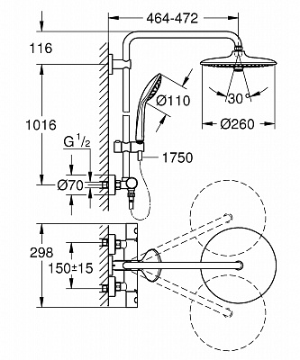 Душевая стойка Grohe Euphoria 27296002