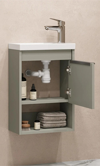 Тумба под раковину Aquaton Хоуп 40, 1 створка, хаки 1A287101HP9D0 (под рак.250963)