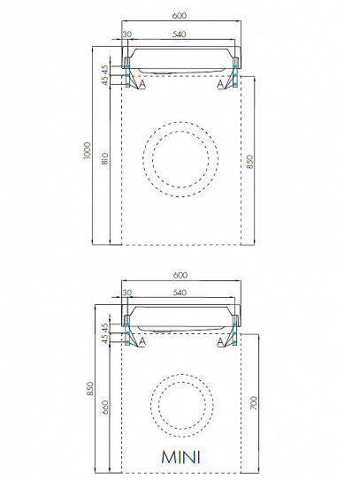 Раковина Aquaton Рейн 60 графит 1A72103KRW210