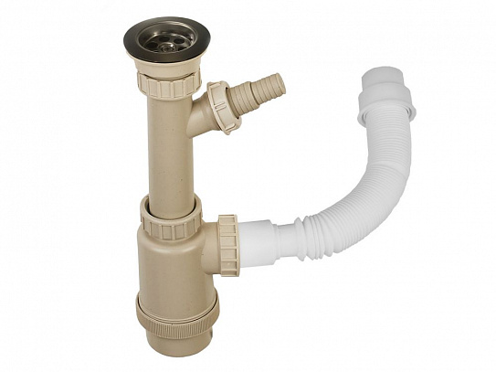 Выпуск малый с сифоном и гофросифоном UKINOX S303 (сифон бутылочный)