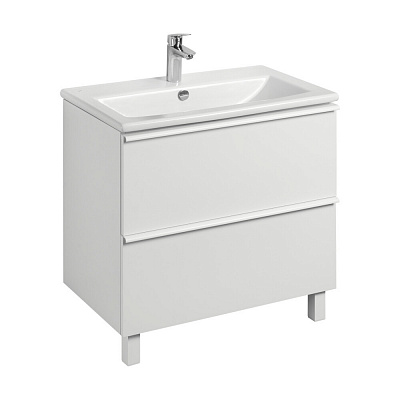 Тумба с раковиной Aquaton Хюгге 75 2 ящика белый матовый, 1A282301HG2B0