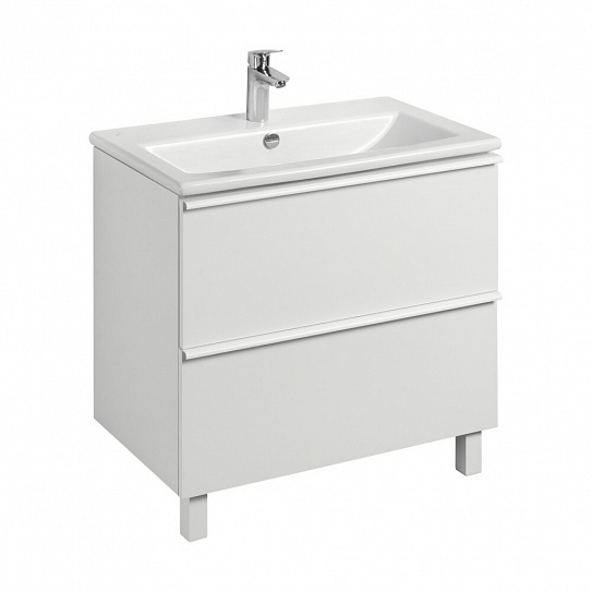 Тумба с раковиной Aquaton Хюгге 75 2 ящика белый матовый, 1A282301HG2B0