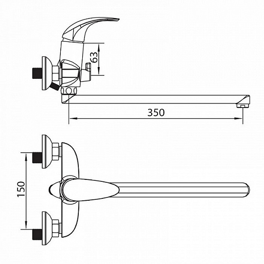 Смеситель с длинным изливом Iddis Leaf LEASBL0i10