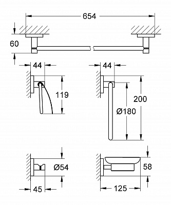 Набор аксессуаров GROHE ESSENTIALS 40344000 (5 предметов)