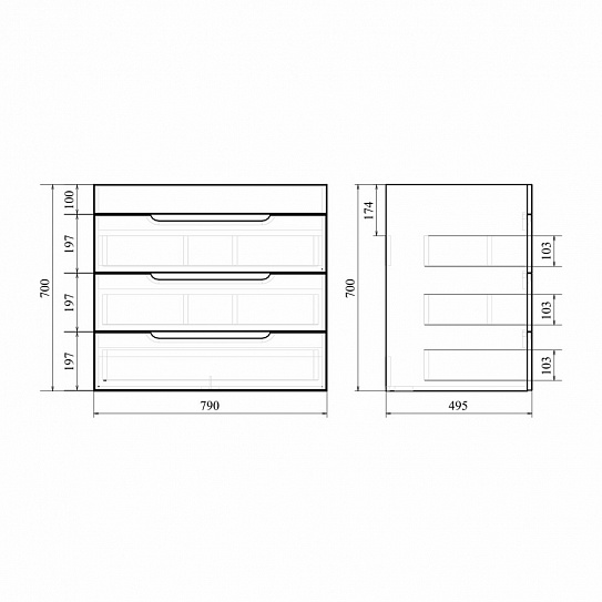 Тумба напольная с доводчиком MIRSANT Soho Quadro 80/2 (под раковину 262520 Deep-80) УТ000072000