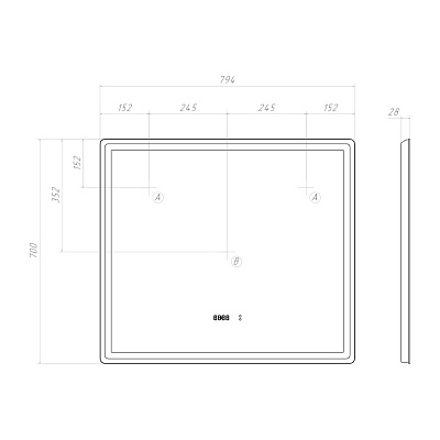 Зеркало в ванную 80х70 VIGO Geometry Luxe 800 на взмах
