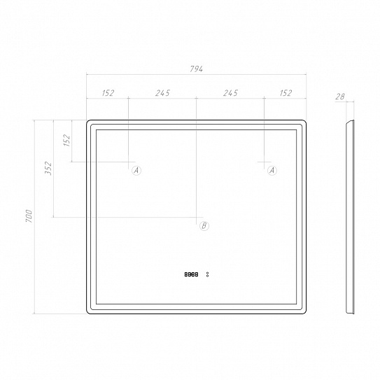 Зеркало в ванную 80х70 VIGO Geometry Luxe 800 на взмах