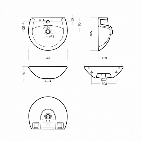 Раковина Sanita Аттика 46см  ATC46SAWB01