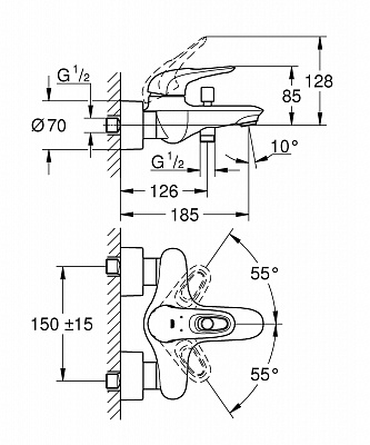 Смеситель для ванной Grohe Eurostyle 33591003