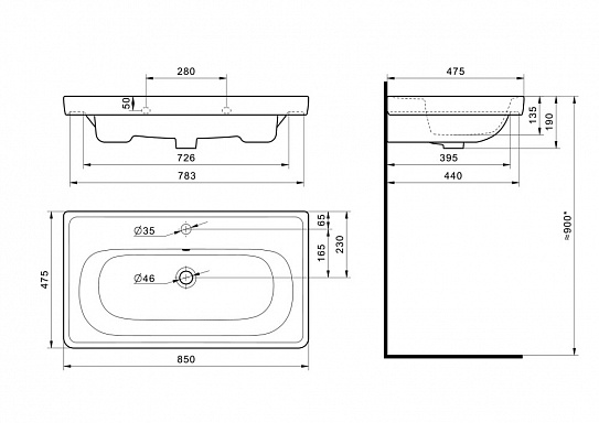 Раковина Aquaton Нео Классик 85 1WH501782
