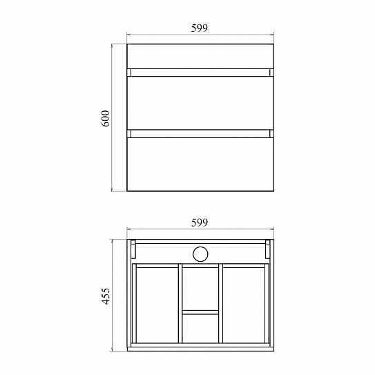 Тумба подвесная 2 ящика MIRSANT Karelia 60 УТ000098887 (раковина Simple 60, Breeze)