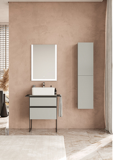 Тумба с раковиной Roca Domi 60 2 ящика серый матовый ZRU9307873