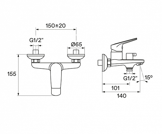 Смеситель для ванны Santek Кант WH5A10002C001