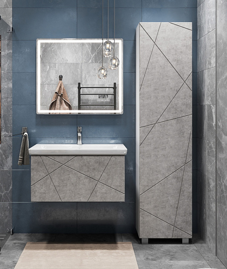 Тумба напольная с раковиной Vigo Geometry 800-0-1 035 бетон