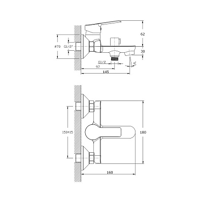 Смеситель для ванны с коротким изливом RUSH Victoria (VI7135-44)