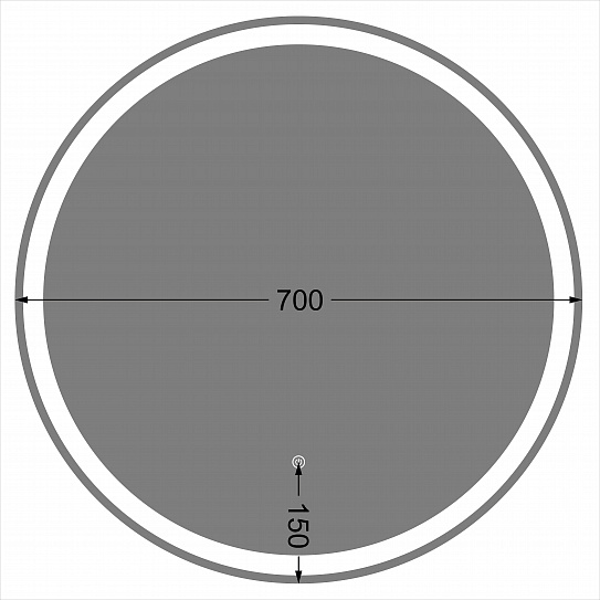 Зеркало с холодной подсветкой и сенсорным выключателем CAIMAN Luna 70x70см круглое